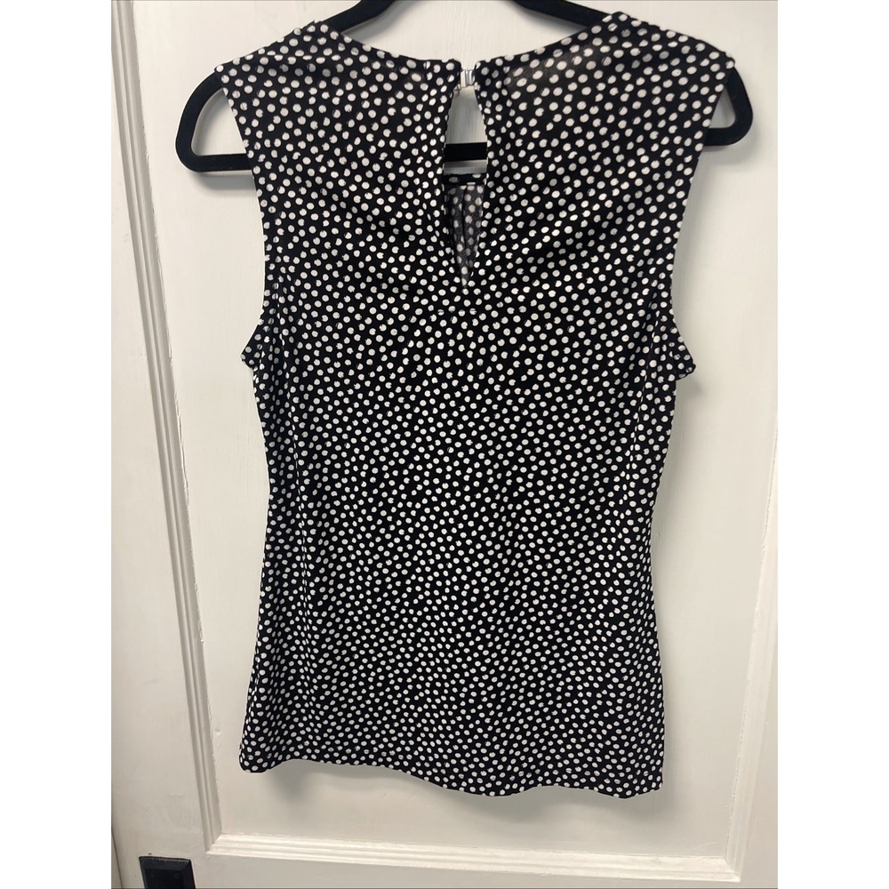 Women's Banana Republic Size Small Black-And-White Polkadot Keyhole Back Tank - Picture 8 of 9